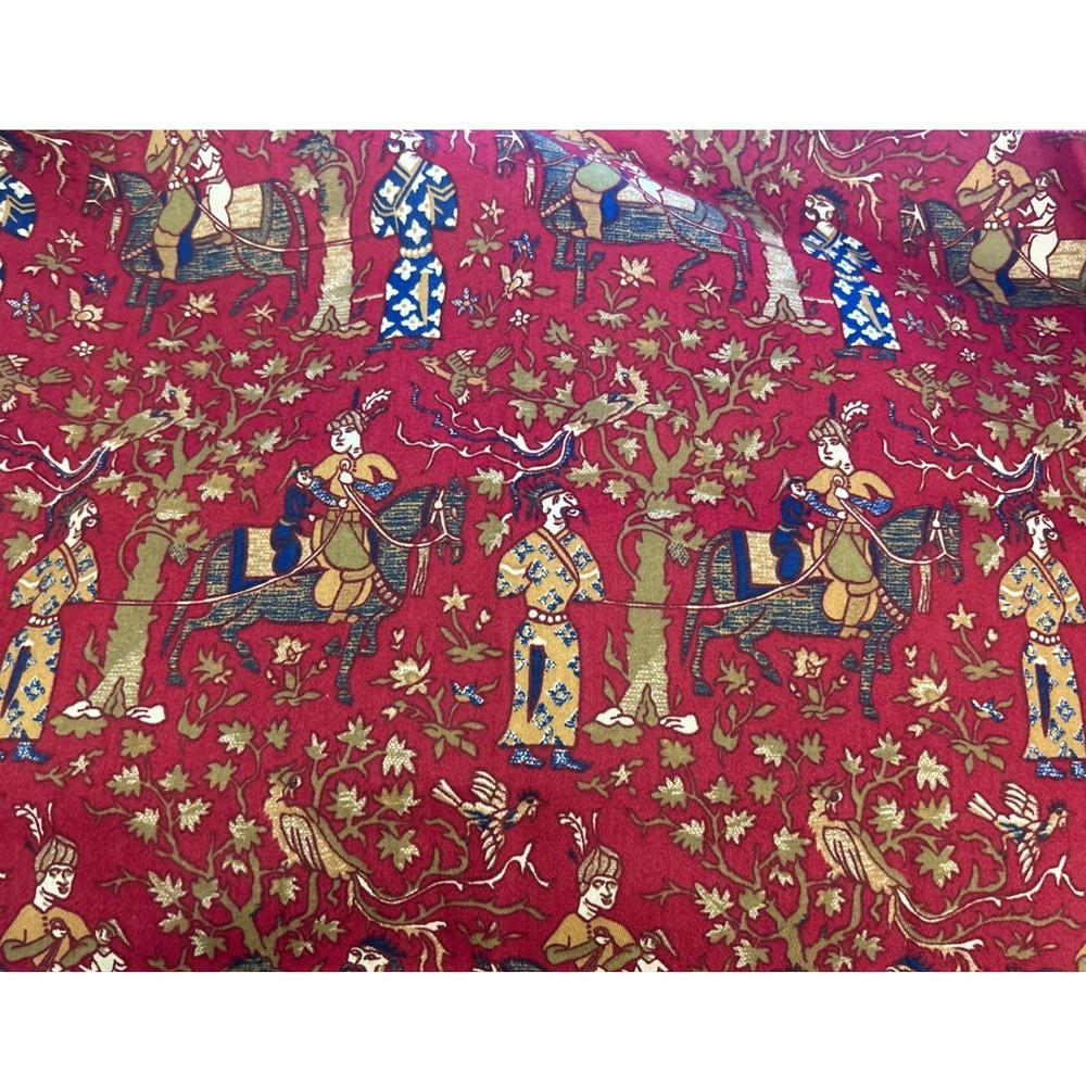 Vintage Waverly Persia Fabric Screen Print Red Gold Chinoiserie Ornate Decor